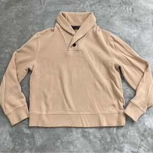 Nautica Tan Shawl Neck Pullover Sweater Medium Fall Winter Casual Classic
